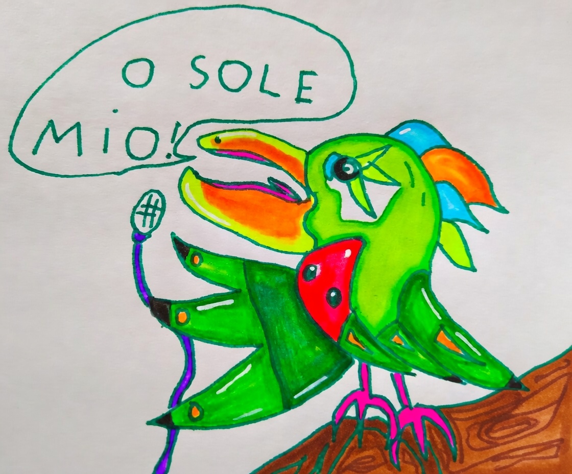 śpiewający ptak rysunek