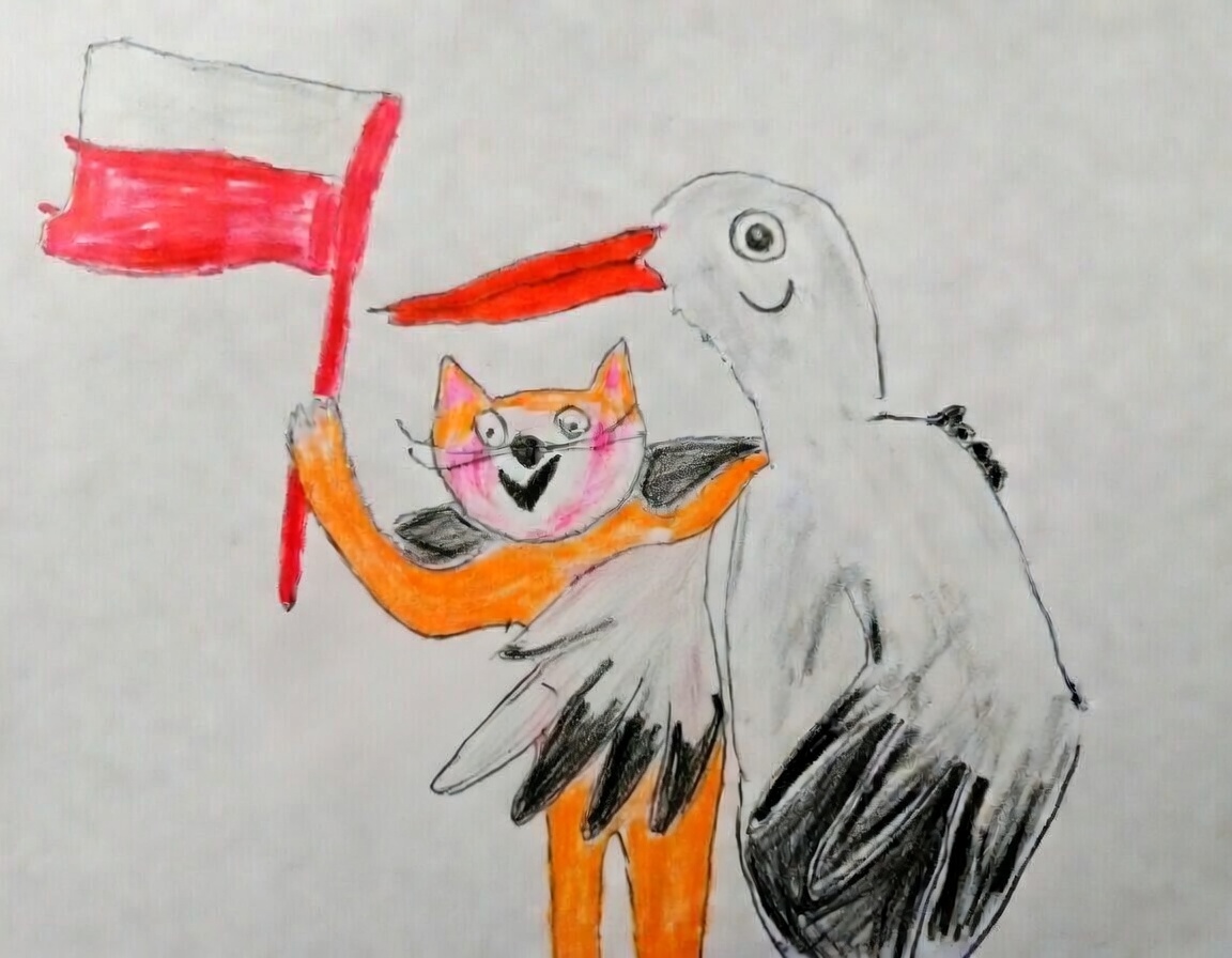 rysunek kotka i bociana